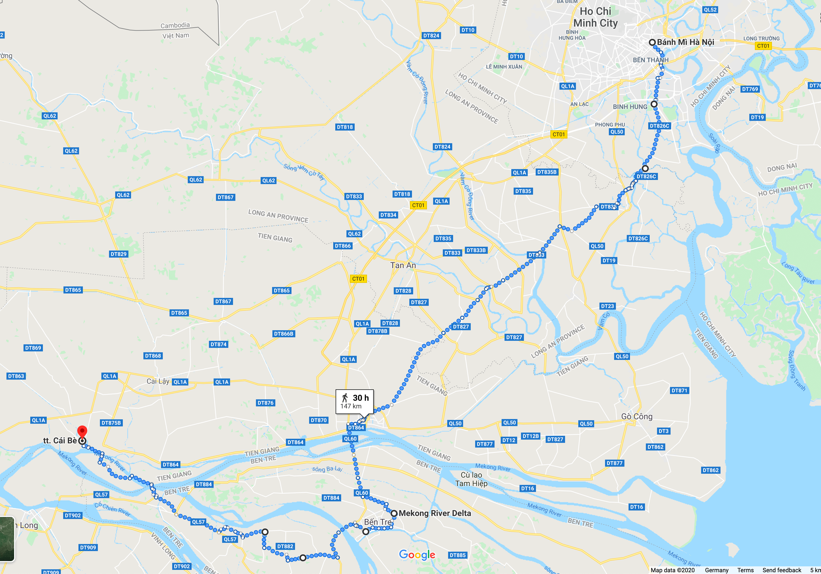 map hcmc to mekong delta